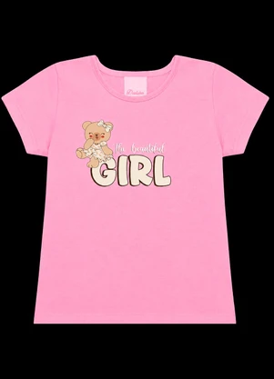 Duduka - Conjunto Blusa Urso Girl e Short Folhas Rosa - DUDUKA