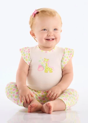 Up Baby - Conjunto Body Calça Bebê Menina Branco - UP BABY