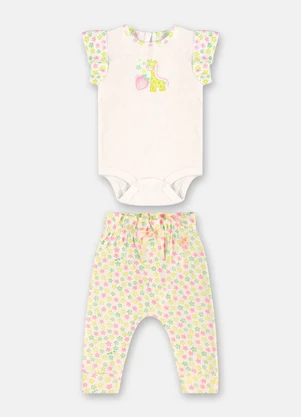 Up Baby - Conjunto Body Calça Bebê Menina Branco - UP BABY