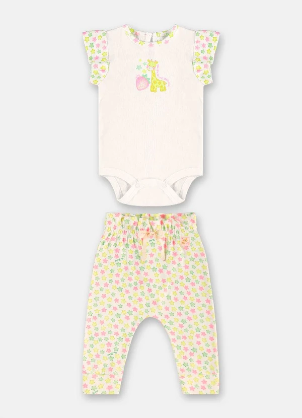Up Baby - Conjunto Body Calça Bebê Menina Branco 2