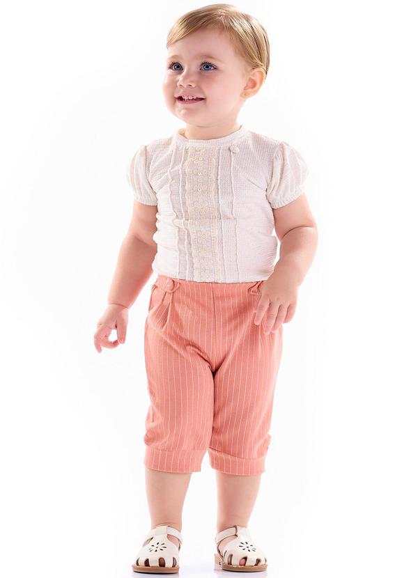 Kiki - Conjunto Body com Calça Infantil Branco