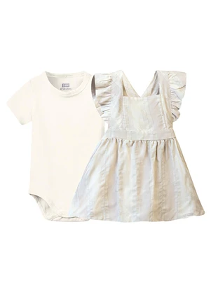 Carinhoso - Conjunto Body com Vestido Menina Off White - CARINHOSO