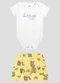 Kely Kety - Conjunto Body Cotton e Saia Meia Malha Bege - variação: Branco