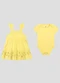 Kely Kety - Conjunto Body Cotton e Salopete Malha Rosa - variação: Amarelo