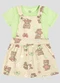 Kely Kety - Conjunto Body Cotton e Salopete Meia Malha Bege - variação: Verde