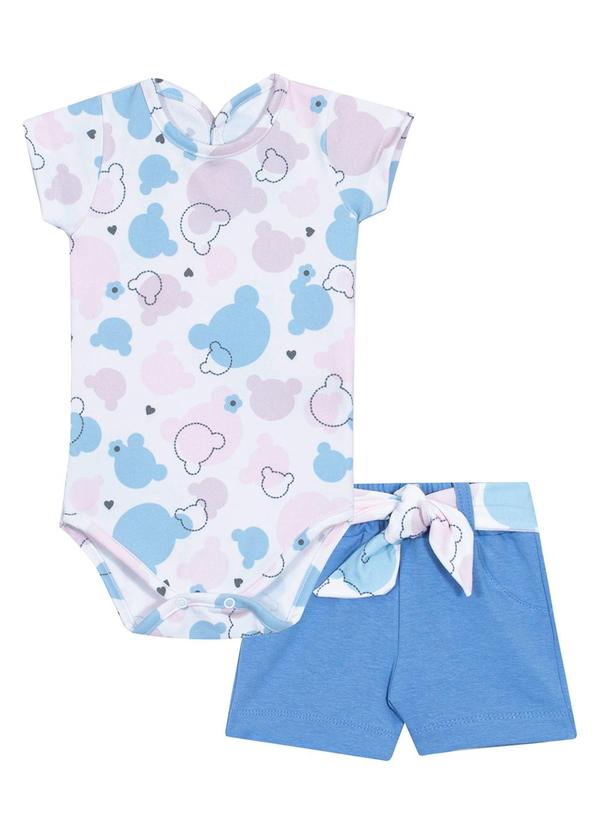 Randa Mundu - Conjunto Body Cotton Pa / Shorts Molecotton Azul