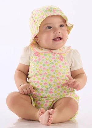 Up Baby - Conjunto Body e Jardineira Bebê Branco - UP BABY