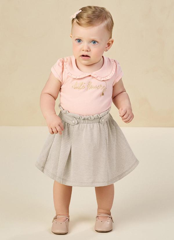 Milli e Nina - Conjunto Body e Saia Bee Honey Rosa