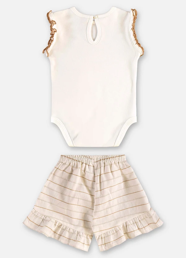 Up Baby - Conjunto Body e Short Bebê Bege 3