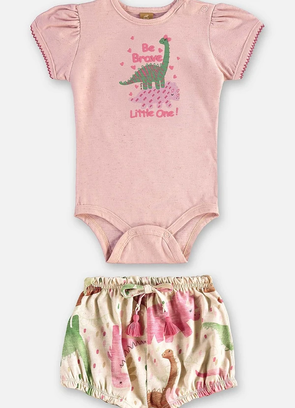 Up Baby - Conjunto Body e Short Bebê Rosa 2
