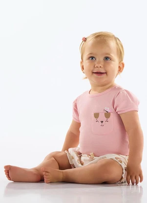 Up Baby - Conjunto Body e Short Bebê Rosa - UP BABY