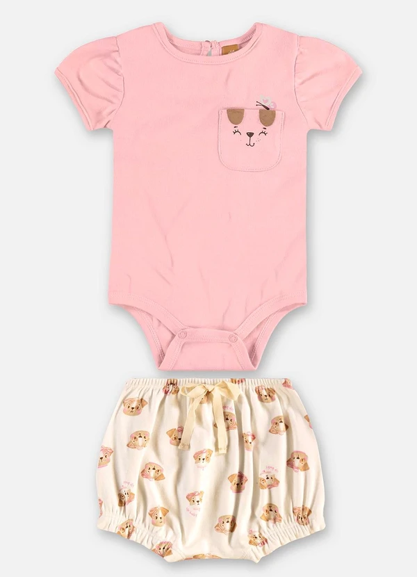 Up Baby - Conjunto Body e Short Bebê Rosa 3