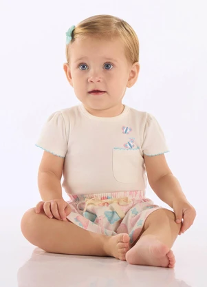 Up Baby - Conjunto Body Saia Bebê Suedine Branco - UP BABY