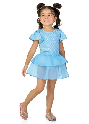 Marlan - Conjunto Body Sereia e Saia em Paetê Azul - MARLAN