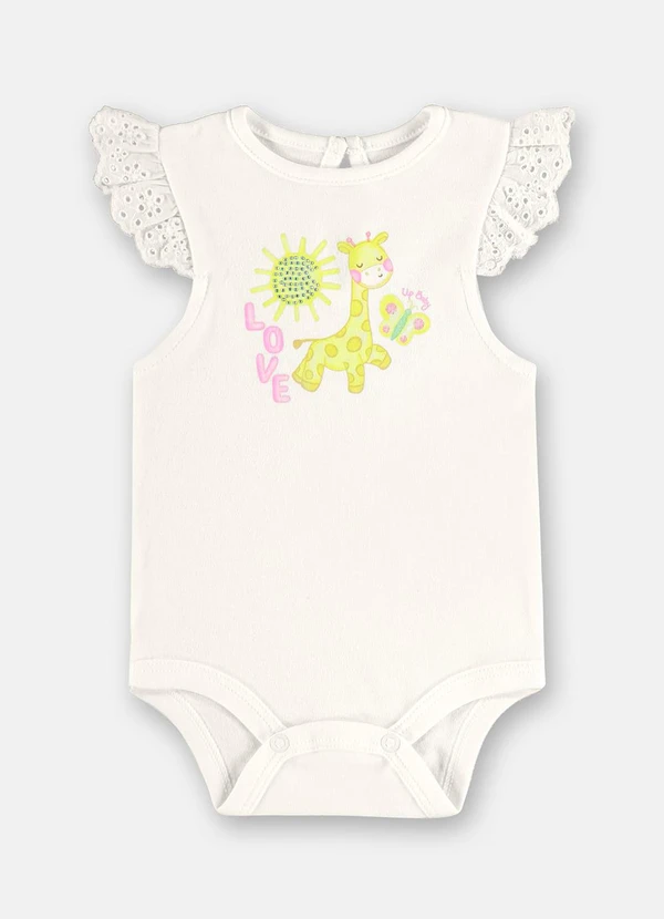 Up Baby - Conjunto Body Short Bebê Menina Branco 3