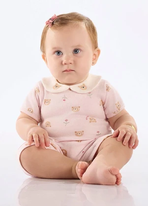 Up Baby - Conjunto Body Short Bebê Menina Rosa - UP BABY