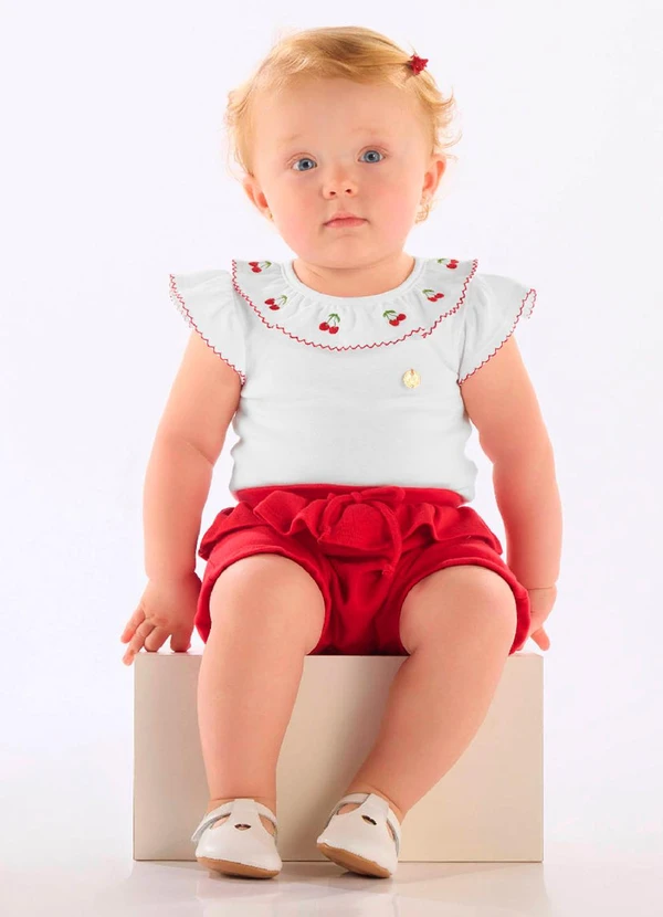 Up Baby - Conjunto Body Short Suedine Branco