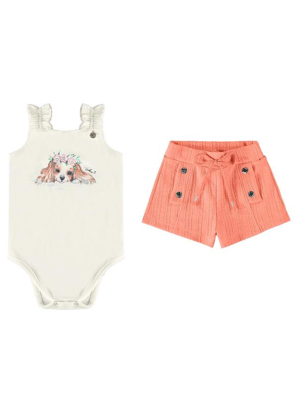Kiki - Conjunto Body/Shorts Infantil Feminino Laranja