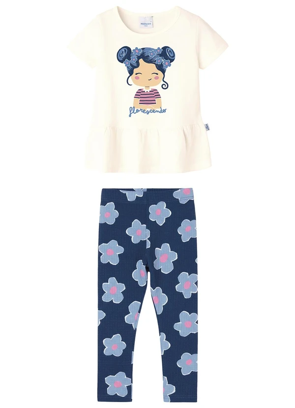 Malwee Kids - Conjunto Bonequinha Floral Off White