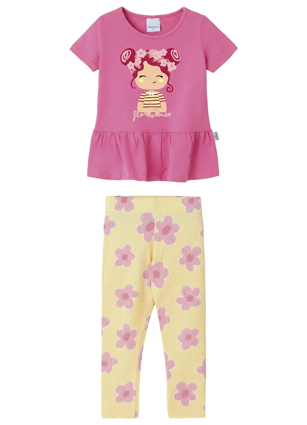 Malwee Kids - Conjunto Bonequinha Floral Rosa