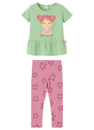 Malwee Kids - Conjunto Bonequinha Floral Verde Água - MALWEE KIDS