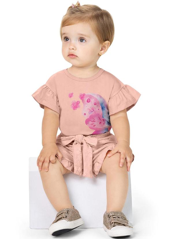 Alenice - Conjunto Borboleta Aquarela Menina Rosa 