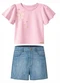 Carinhoso - Conjunto Borboletas com Bordado Rosa Claro - variação: Rosa Claro