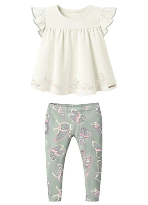 Carinhoso - Conjunto Borboletas com Glitter Off White - CARINHOSO