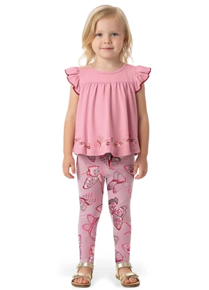 Carinhoso - Conjunto Borboletas com Glitter Rosa - CARINHOSO