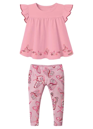 Carinhoso - Conjunto Borboletas com Glitter Rosa - CARINHOSO