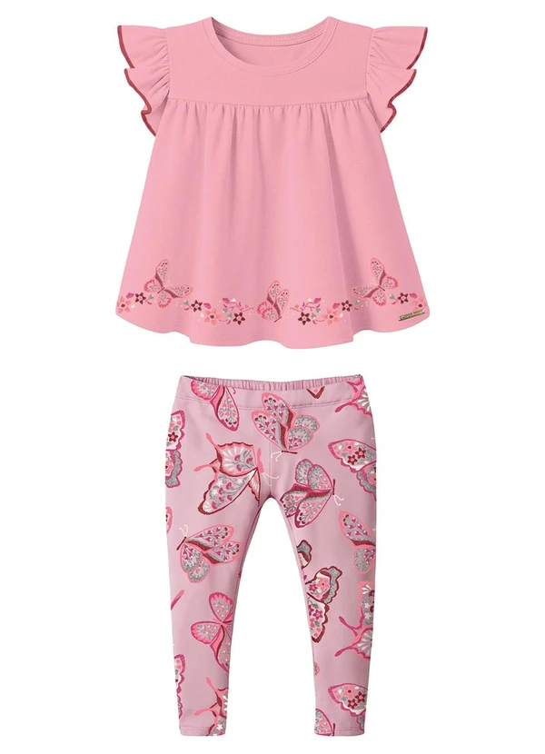 Carinhoso - Conjunto Borboletas com Glitter Rosa 2