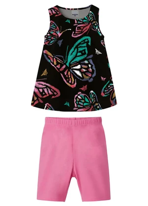 Malwee Kids - Conjunto Borboletas em Malha Preto - MALWEE KIDS