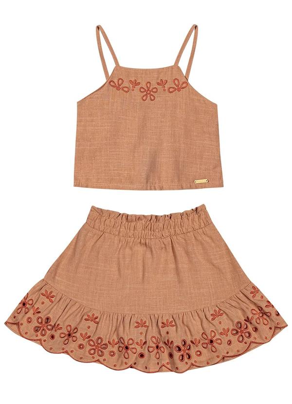 Colorittá - Conjunto  Bordado Floral Colorittá Marrom