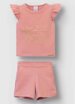 Carinhoso - Conjunto Bordado Fly Free Little One Rosê - CARINHOSO