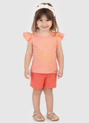 Carinhoso - Conjunto Bordado Fly Free Little One Salmão - CARINHOSO