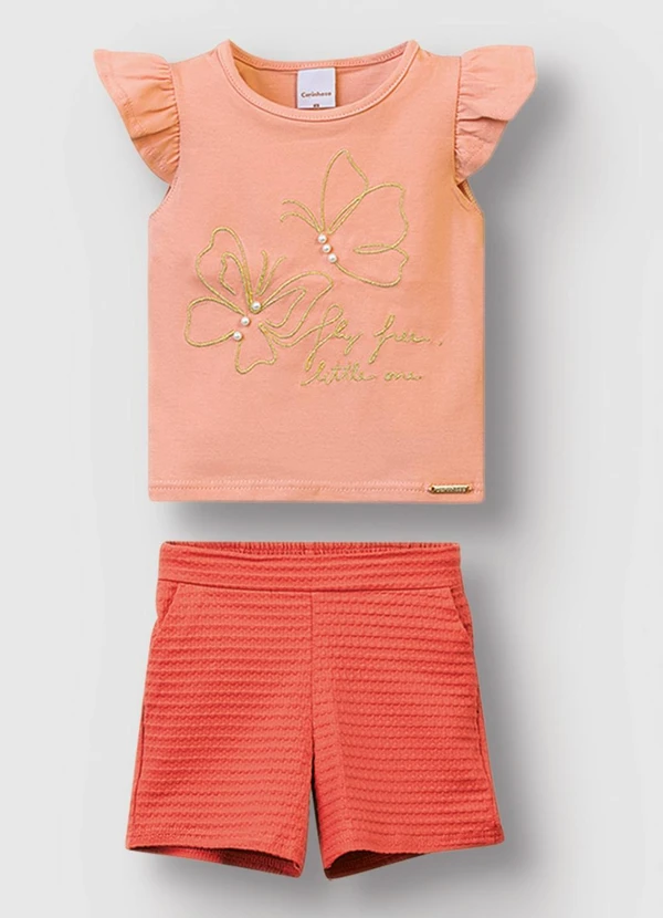 Carinhoso - Conjunto Bordado Fly Free Little One Salmão 2