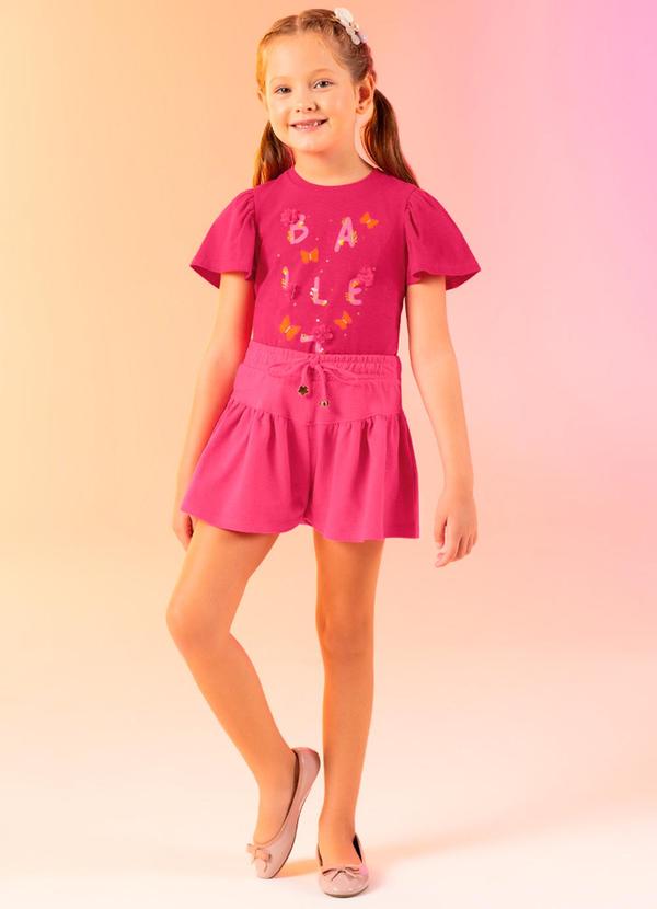 Cativa Kids - Conjunto Bordado Lantejoulas Rosa