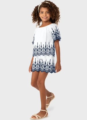 Carinhoso - Conjunto Branco Bordado Menina - CARINHOSO