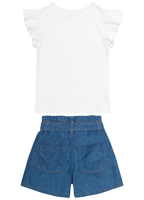 Carinhoso - Conjunto Branco Clochard Jeans Menina 3