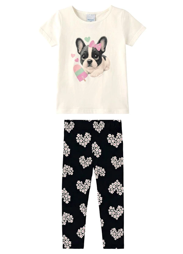 Malwee Kids - Conjunto Bulldog com Glitter Preto