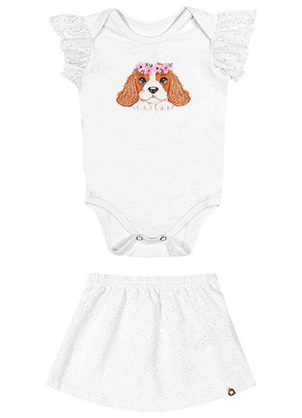 Alenice - Conjunto Cachorrinho Delicado Menina Branco