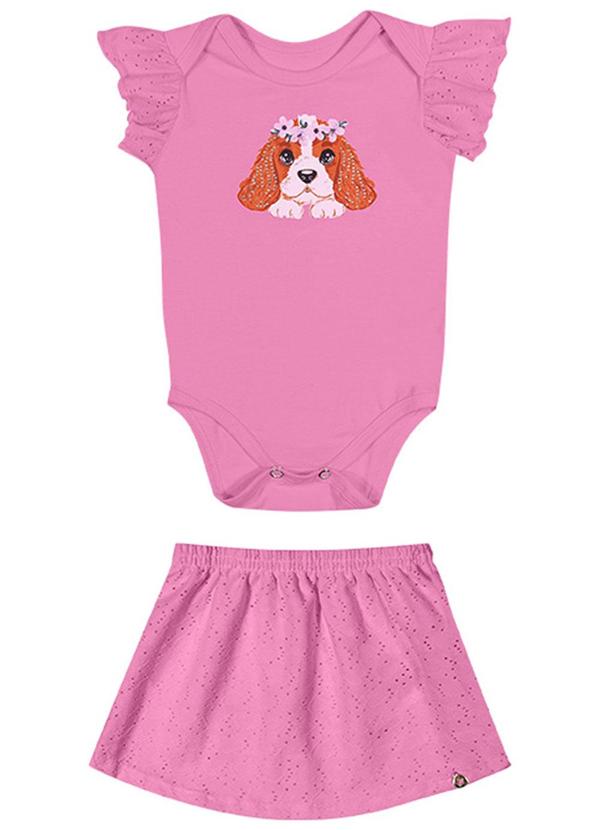 Alenice - Conjunto Cachorrinho Delicado Menina Rosa