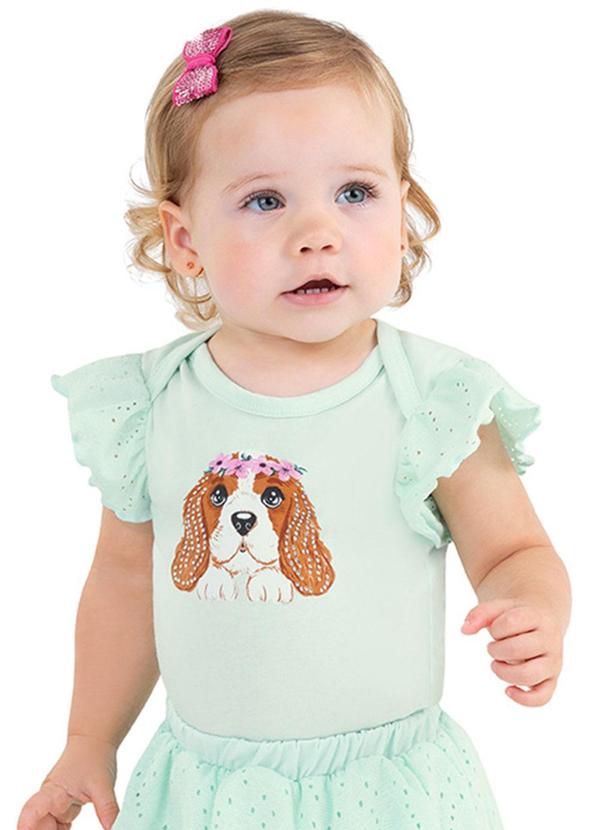 Alenice - Conjunto Cachorrinho Delicado Menina Verde