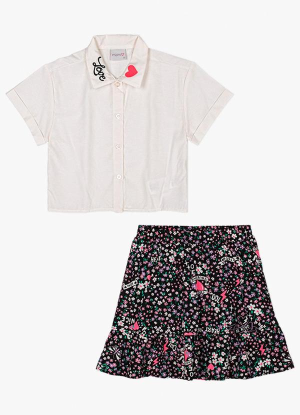 Momi - Conjunto Camisa e Saia Liberty Bege