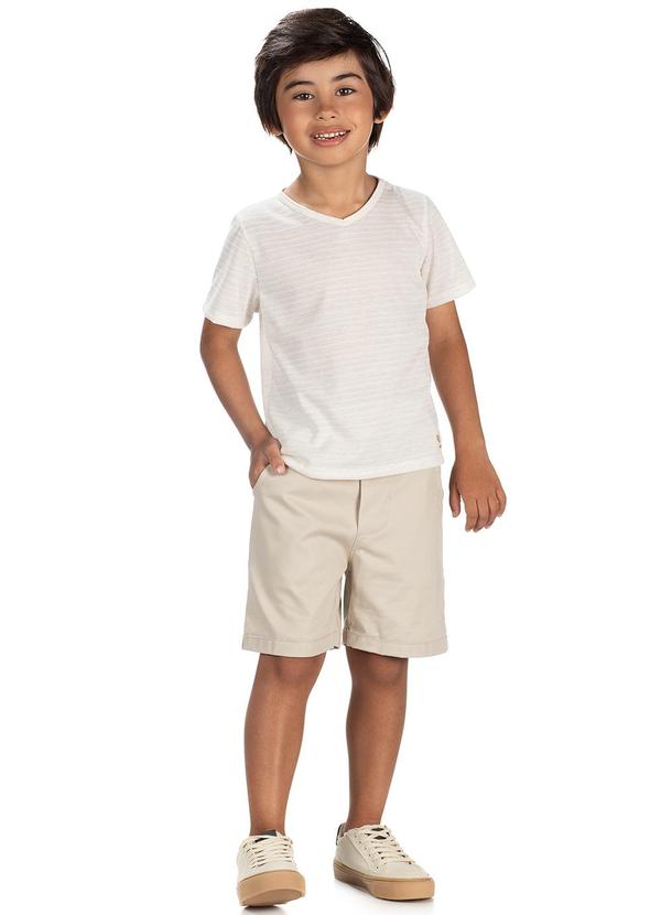 Lik Boys - Conjunto Camisa Malha Texturizada e Short Bege