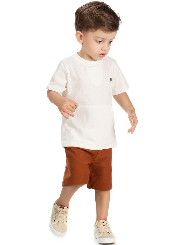 Lik Boys - Conjunto Camiseta com Capuz e Short Bege