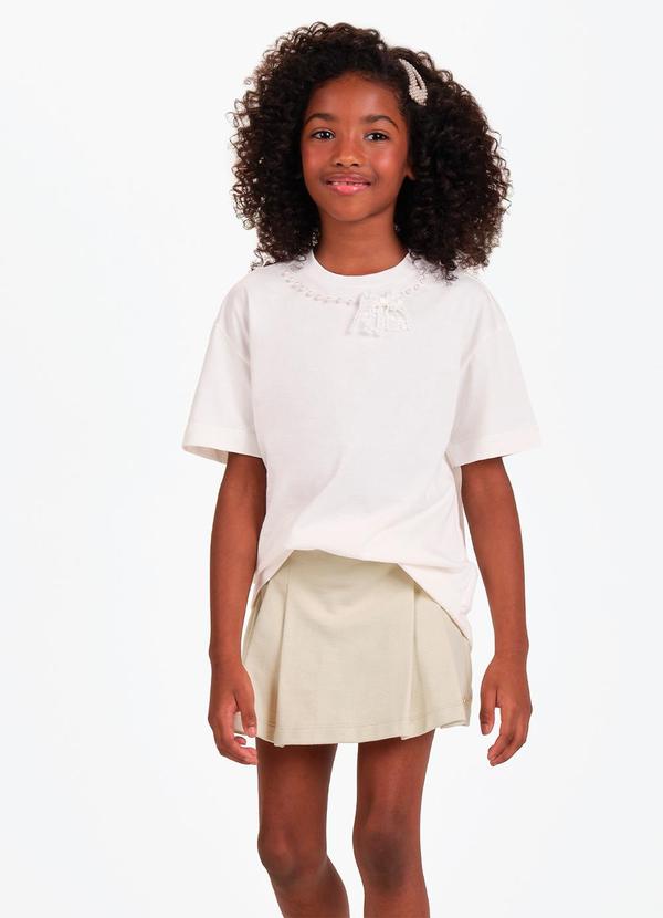 Trick Nick - Conjunto Camiseta com Shorts Saia Bege