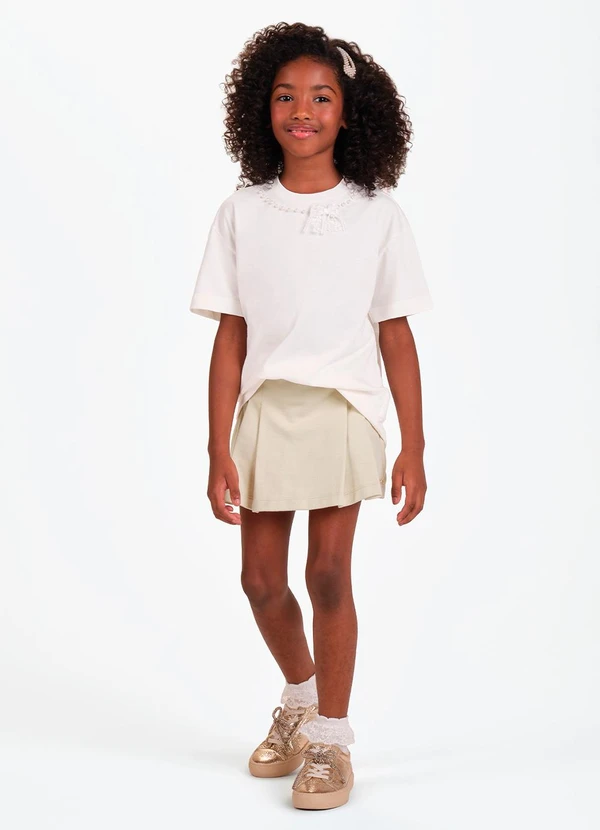 Trick Nick - Conjunto Camiseta com Shorts Saia Bege 3