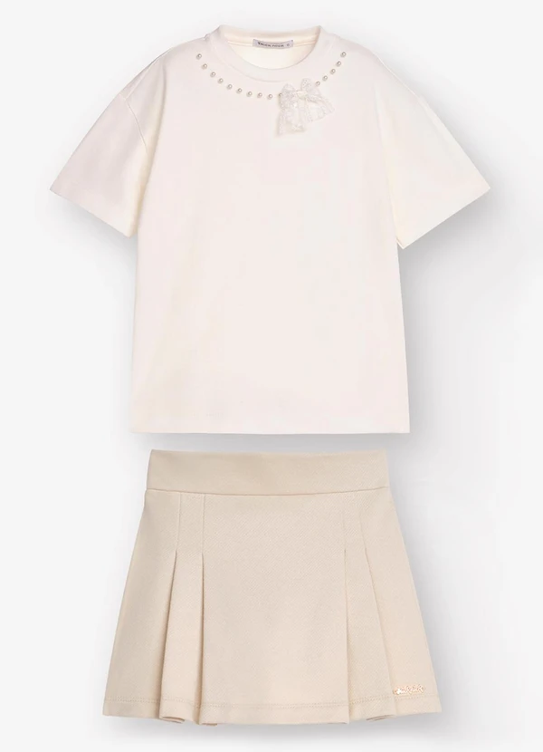 Trick Nick - Conjunto Camiseta com Shorts Saia Bege 6