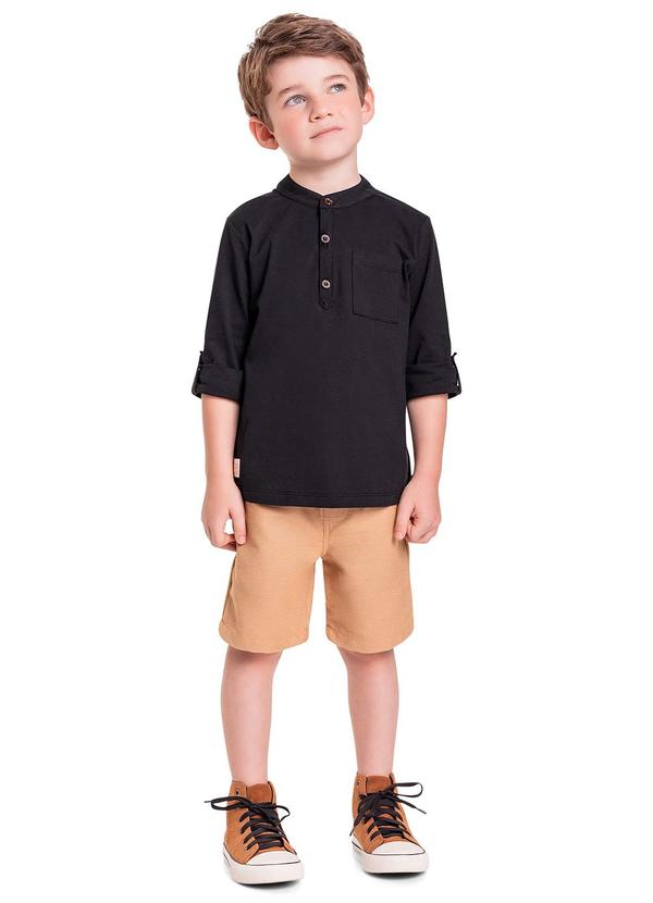 Quimby - Conjunto Camiseta e Bermuda Menino Preto